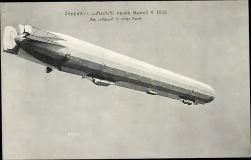 Ak Zeppelins Luftschiff, neues Modell Z 4 1908, in voller Fahrt