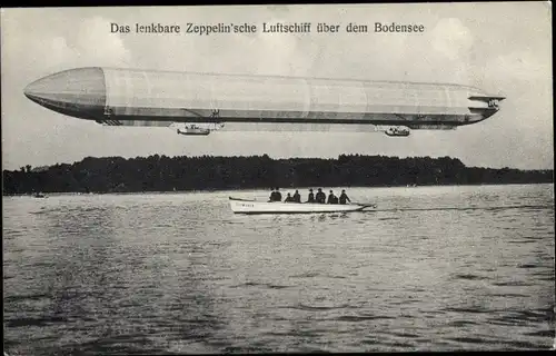 Ak Das lenkbare Zeppelin'sche Luftschiff über dem Bodensee