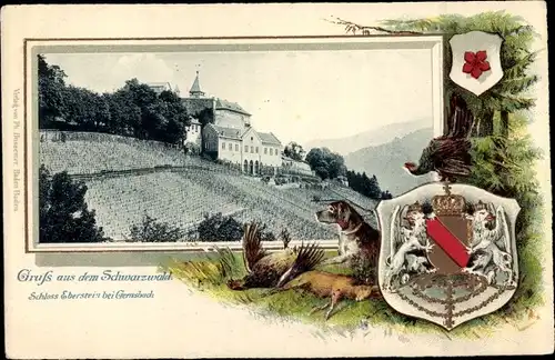 Präge Wappen Passepartout Ak Gernsbach im Schwarzwald, Schloss Eberstein