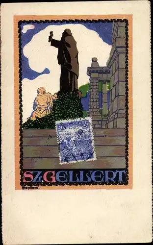 Ak Budapest Ungarn, Sz. Gellert, Heil. Gerhardus, Standbild