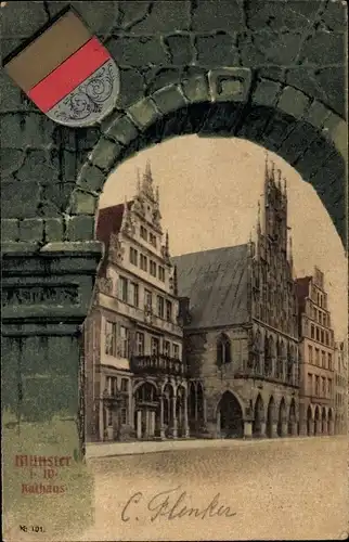 Wappen Passepartout Ak Münster in Westfalen, Rathaus