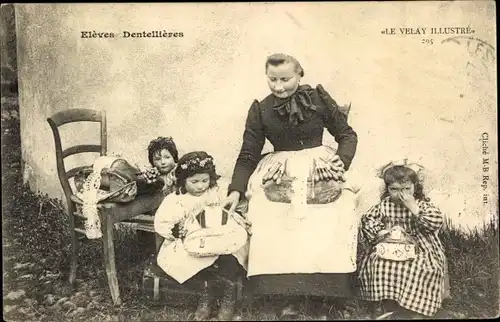 Ak Haute Loire, Les Eleves Dentellieres, Le Velay Illustre, Spitzenklöppeln