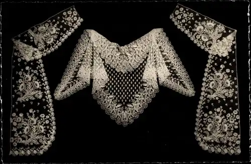 Ak Veritable Point d'Alencon, Fichu d'epoque Louis XVI, Klöppelwerk