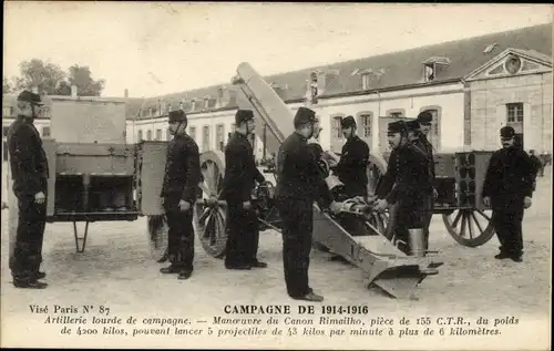 Ak Artillerie lourde de campagne, Manoeuvre du Canon Rimailho, I WK