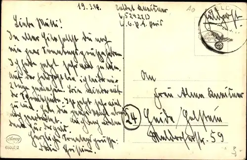 Ak Zwei Hunde, Mauer, Schwarze Terrier