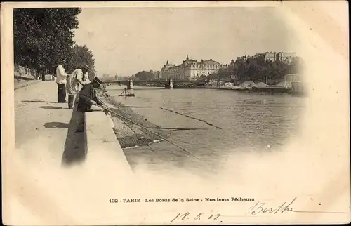 Ak Paris, Les bords de la Seine, nos bons Pecheurs