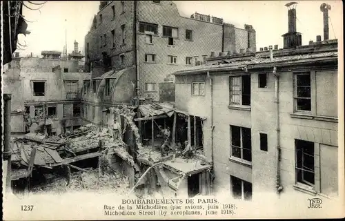 Ak Paris II., Bombardements de Paris, Rue de la Michodiere, Kriegszerstörungen, I WK