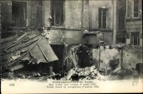 Ak Paris XVII., Bombardements, Rue Nollet, Kriegszerstörungen, I WK