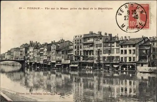 Ak Verdun Lothringen Meuse, Vue sur la Meuse, prise du Quai de la Republique