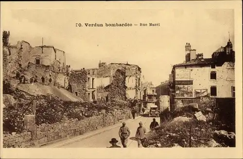 Ak Verdun Lothringen Meuse, Rue Mazel, Kriegszerstörungen, I WK