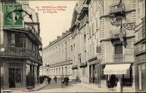 Ak Verdun Lothringen Meuse, Rue St. Paul, le College, la Chapelle