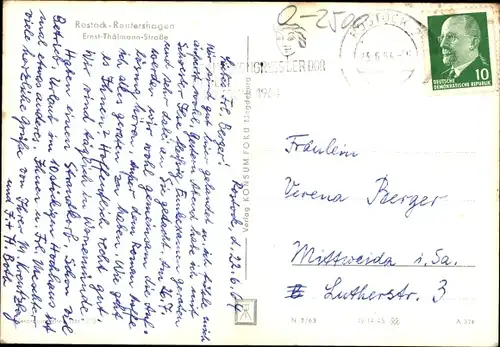 Ak Reutershagen Rostock, Ernst-Thälmann-Straße, Straßenpartie