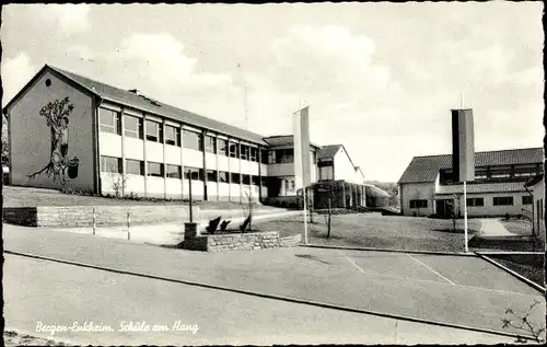 Ak Bergen Enkheim Frankfurt am Main, Schule am Hang