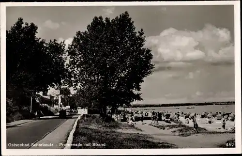 Ak Ostseebad Scharbeutz in Ostholstein, Promenade mit Strand