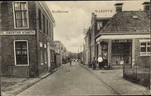 Ak Warffum Groningen Niederlande, Hoofdstraat, Gemeentehuis M. Hamstra