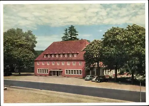 Ak Fegetasche Plön am See Holstein, Gasthof, Gesamtansicht, Straßenpartie