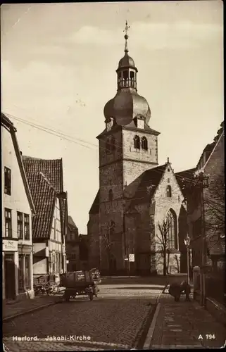 Ak Herford in Westfalen, Jakobikirche, Straßenpartie