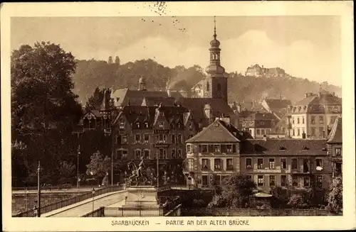 Ak Saarbrücken im Saarland, Partie bei der alten Brücke