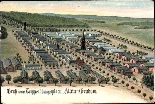 Litho Altengrabow Möckern, Truppenübungsplatz, Vogelschau