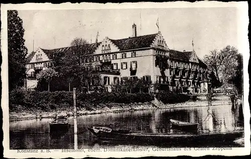 Ak Konstanz am Bodensee, Inselhotel, ehem. Dominikanerkloster, Geburtshaus des Grafen Zeppelin