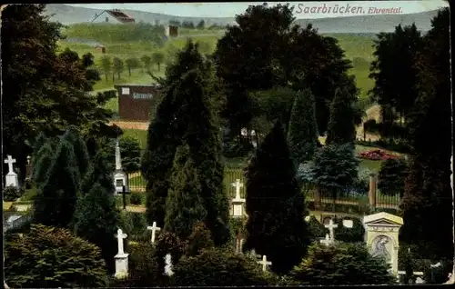 Ak Saarbrücken im Saarland, Ehrental, Friedhof, Grabsteine