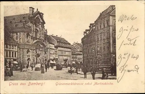 Ak Bamberg in Oberfranken, Grünenmarktstraße, Martinskirche