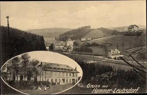 Ak Hammerleubsdorf Leubsdorf in Sachsen, Gasthaus, Ortsansicht