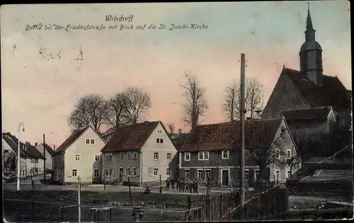 Ak Wilsdruff in Sachsen, Partie bei der Friedhofstraße mit St. Jacobi Kirche