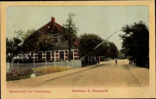 Ak Bliedersdorf Niedersachsen, Gasthaus K. Marquardt, Schlagbaum