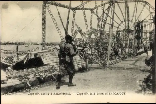 Ak Saloniki Thessaloniki Griechenland, Les debris du Zeppelin