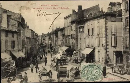 Ak Saint Girons Ariège, Rue et Place Villefranche