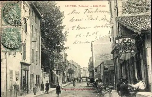 Ak Le Teil Ardèche, Cote Nord, Boucherie, Cafe de la Gare