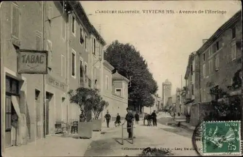 Ak Viviers sur Rhone Ardèche, Avenue de l'HOrloge, Cafe des Arts