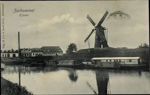 Ak Zaltbommel Gelderland, Haven, Windmühle