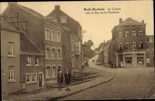 Ak Petit Rechain Wallonien Lüttich, Le Centre vers la Rue de la Moinerie