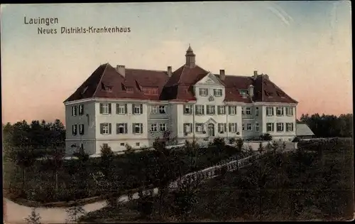 Ak Lauingen an der Donau Schwäbische Alb, Neues Distrikts Krankenhaus