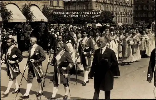 Foto Ak München, Fronleichnams Prozession 1924