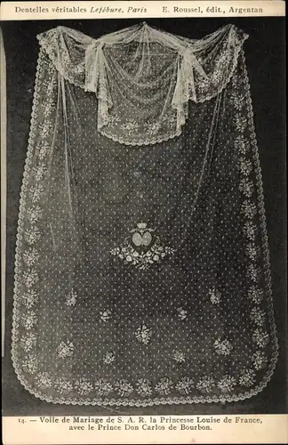 Ak Voile de Mariage de S. A. R. la Princesse Louise de France, Klöppelwerk