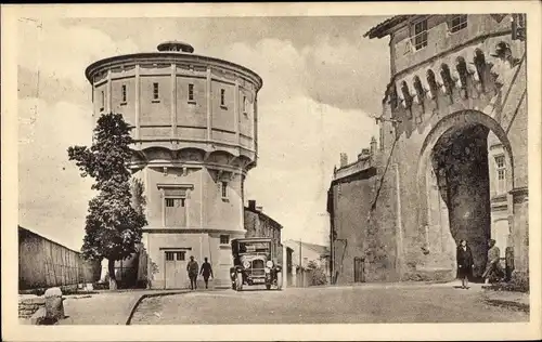 Ak Verdun Lothringen Meuse, Wasserturm, Tor, Auto