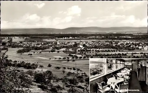 Ak Bergen Enkheim Frankfurt am Main, Panorama, Spessart, Hotel Schöne Aussicht