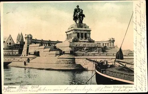 Ak Koblenz am Rhein, Kaiser-Wilhelm-Denkmal