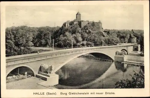 Ak Halle an der Saale, Burg Giebichenstein mit neuer Brücke