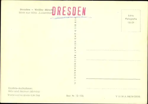 Ak Dresden Weißer Hirsch, Blick zur HOG Luisenhof