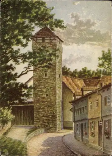 Künstler Ak Baumgärtel, E., Bad Langensalza in Thüringen, Mauergasse mit Butterturm