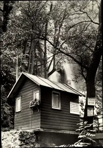 Ak Trusetal in Thüringen, Am Trusetaler Wasserfall, Hütte