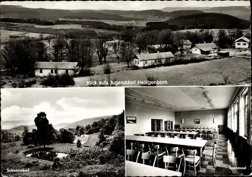 Ak Hutten Schlüchtern in Hessen, Jugenddorf Heiligenborn, Schwimmbad, Speisesaal