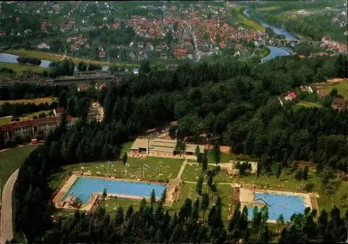 Ak Melsungen in Hessen, Waldschwimmbad, Fliegeraufnahme