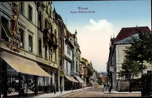 Ak Worms in Rheinland Pfalz, Partie auf der Kaiser Wilhelm Straße