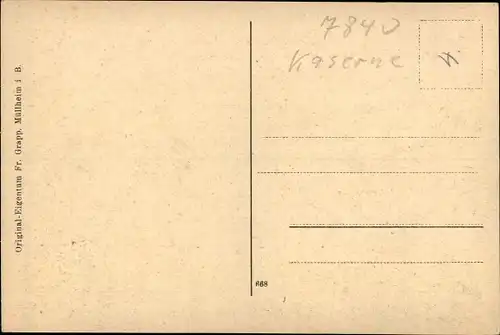 Ak Müllheim in Baden Markgräflerland, Totale, Artillerie Kaserne