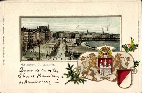 Präge Wappen Litho Hamburg Mitte Altstadt, Jungfernstieg